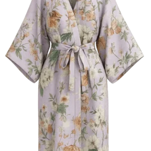 Kimono en soie femme Lavande Florale fabriqué en France