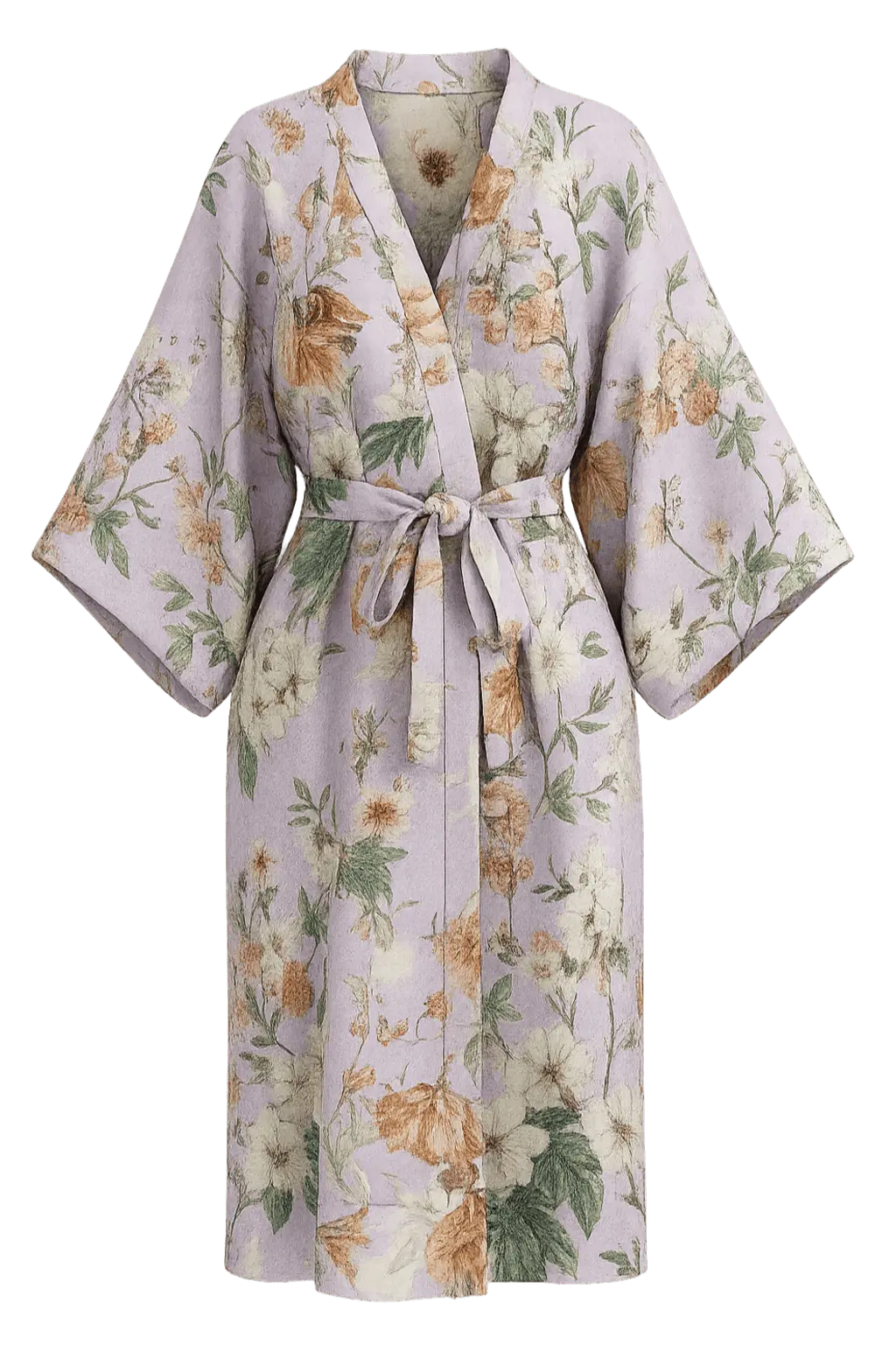 Kimono en soie femme Lavande Florale fabriqué en France