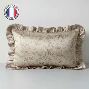 Taie Beige Fleur de Cerisier avec volant